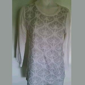 J Crew Ivory Embroidered Long Sleeve Shirt Top Med